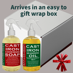 Creation Farm Cast Iron Care Set: Natural Non-Stick Oil & Gentle Soap for Pro Cooking – Perfect for DIY Seasoning, Cleaning, & Maintenance of Skillets, Griddles, Flat Top Grills, and Dutch Ovens