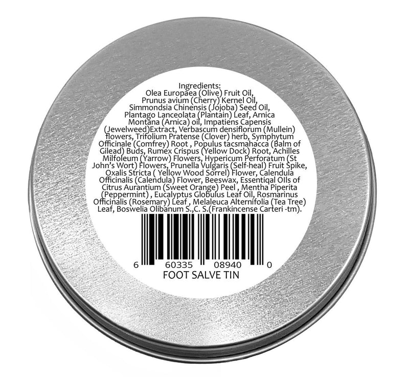 Best Foot Care Herbal Salve Large 4 oz Tin of Botanical Foot Balm Mejor cuidado de los pies - Creation Pharm