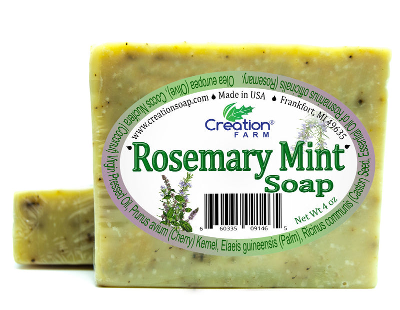 Rosemary Mint 100% Pure Botanical Soap 4 oz Bar (Two 4 oz Bar Pack) by Creation Farm - Creation Pharm